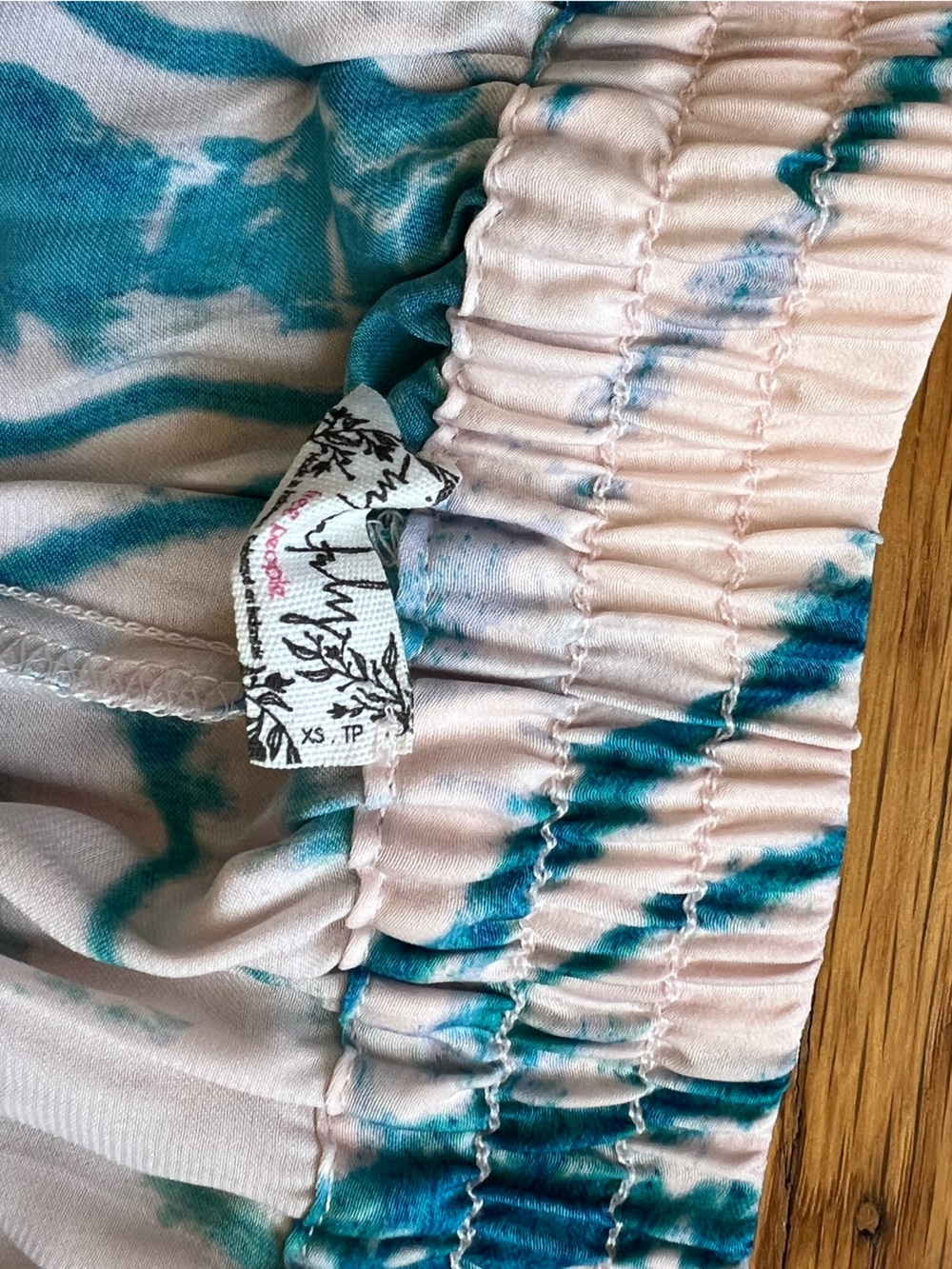 FP Intimately Free People turquoise blue light pinkish cream tie-dye set - Picture 8 of 10